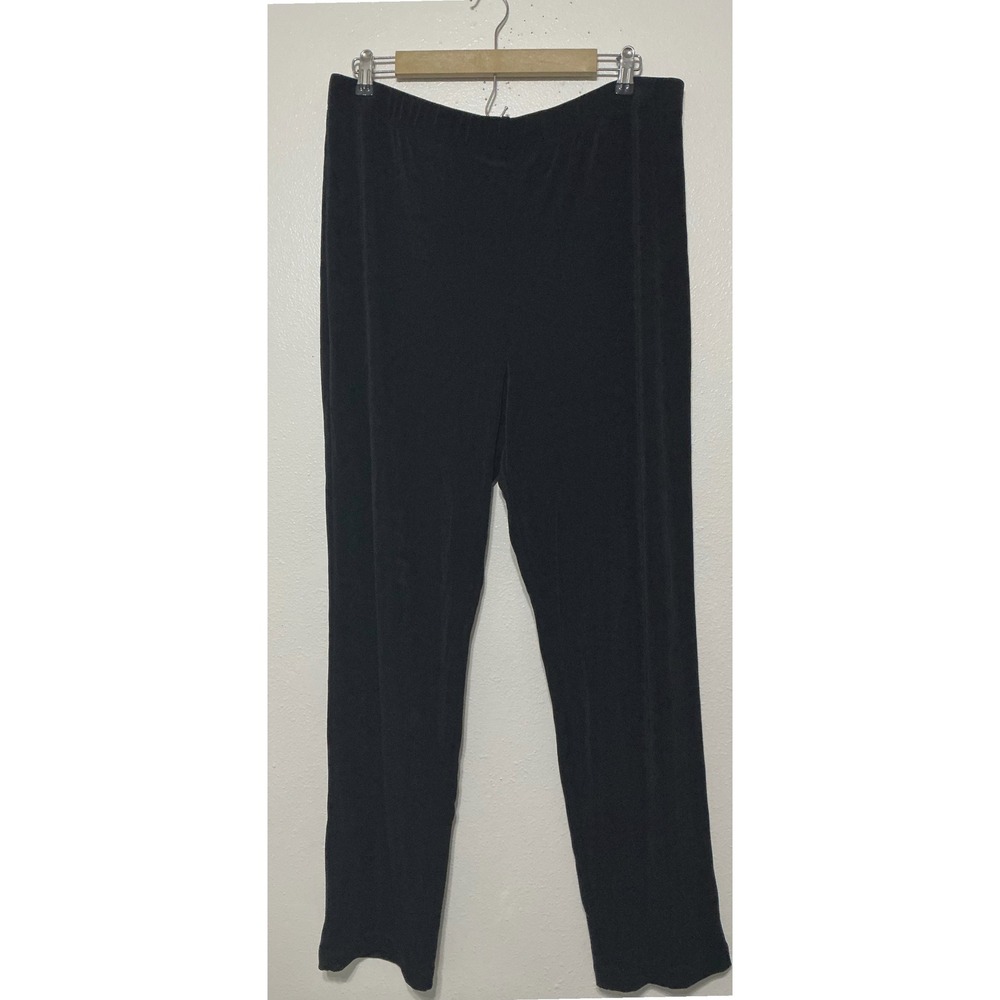 Chico's Travelers Essential Slim Pants Women‎ 3/XL Black Minimalist Old Money